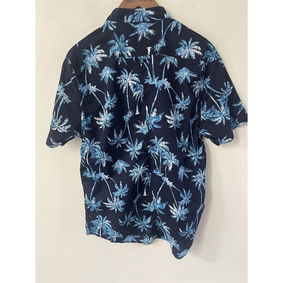 Trunks Surf And Swim Mens Navy Blue Size M Palm Tree Short Sleeve Tropical Shirt - Picture 7 of 11